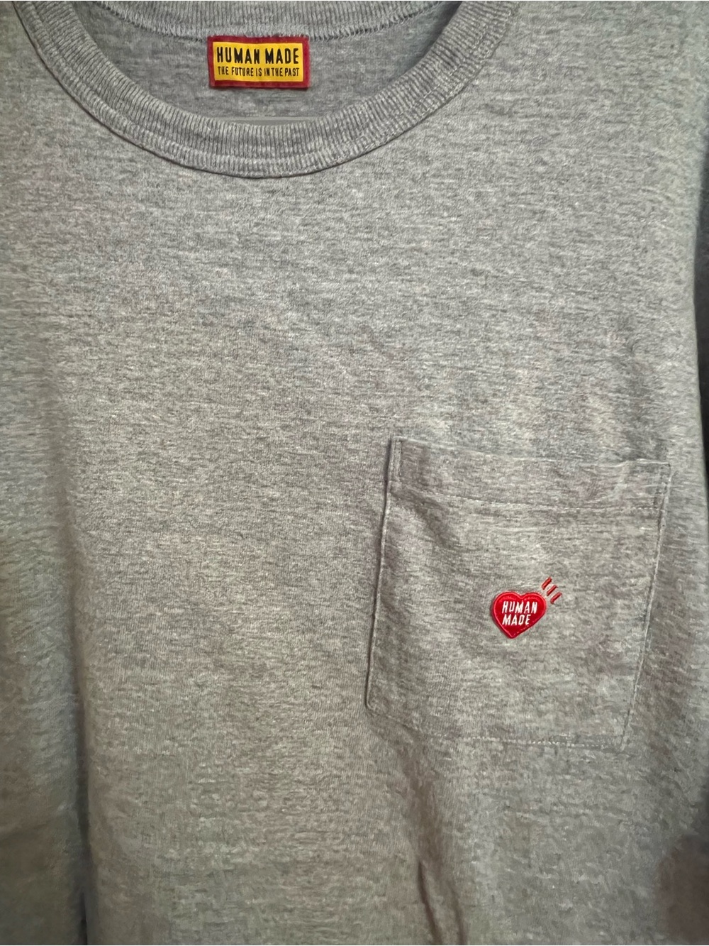 Human Made heather gray Pocket Tee with Red Heart Patch